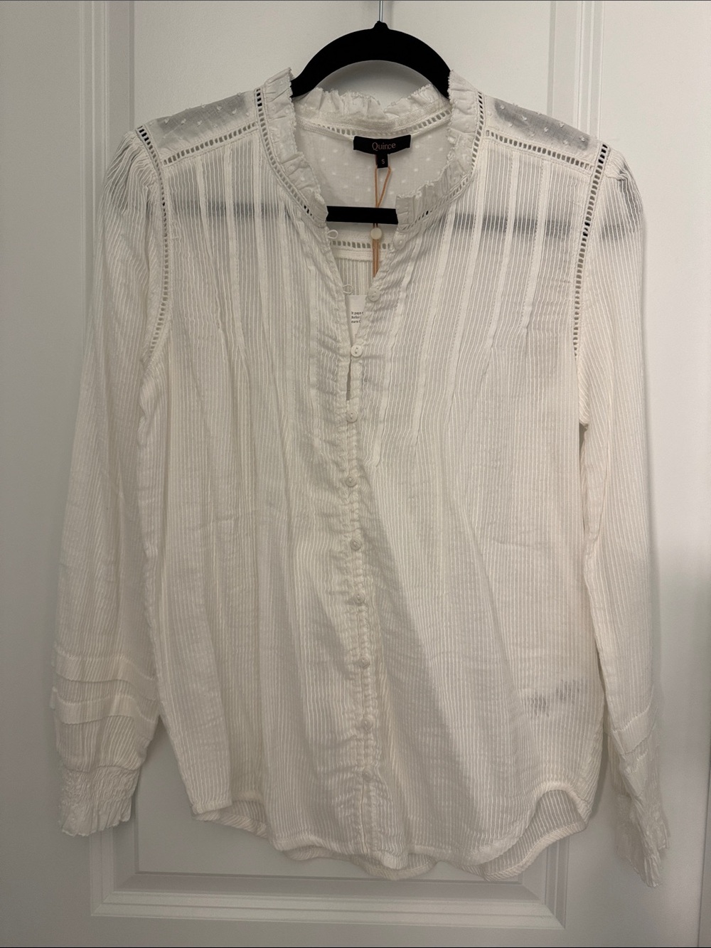 NWT Quince Long Sleeve Cotton Peasant Blouse